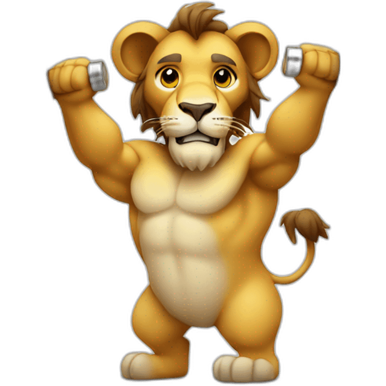 lion lifting dumbell emoji