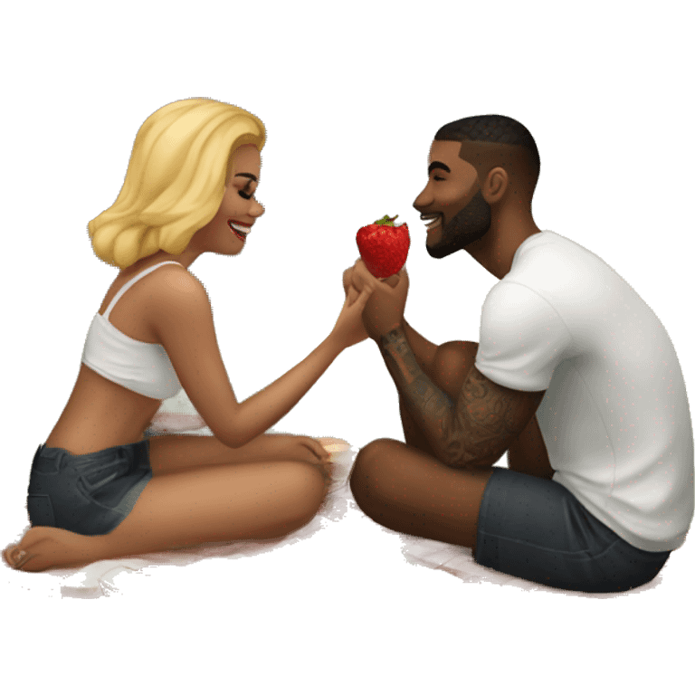 Romantic picnic date for beautiful tattooed couple emoji