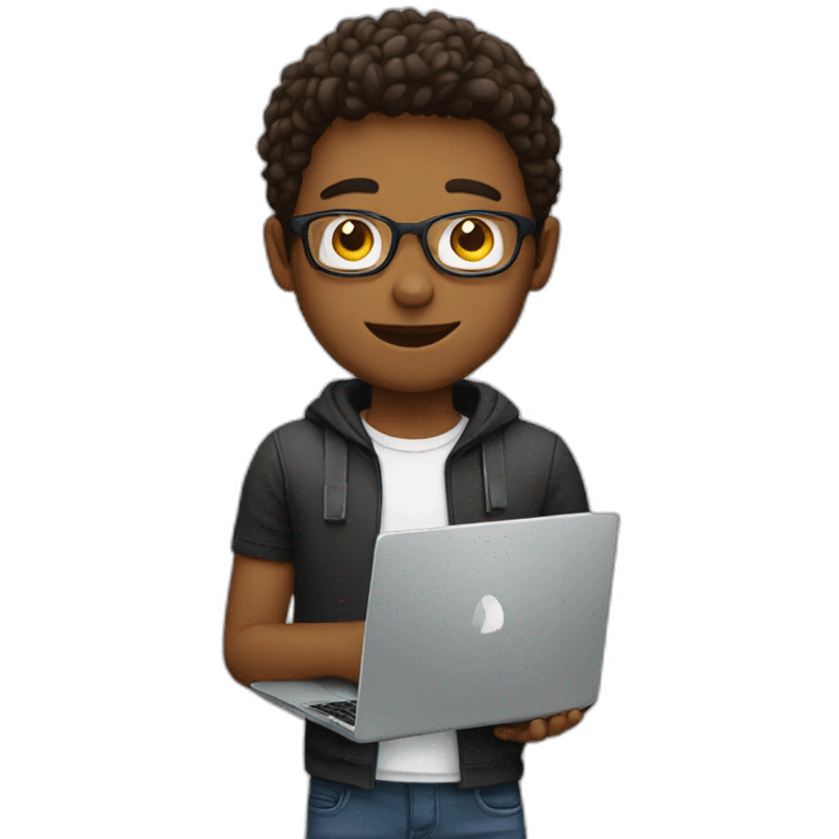 Young guy with laptop emoji