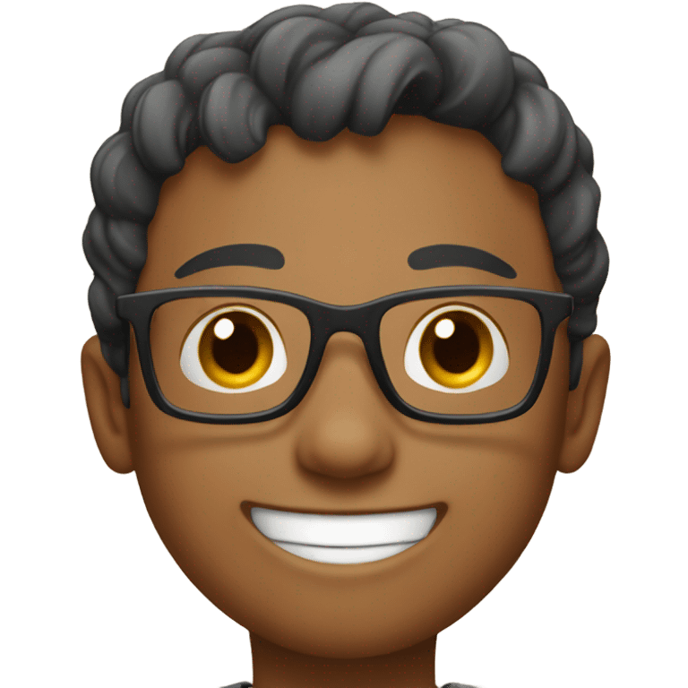 smiling boy with glasses indoors emoji