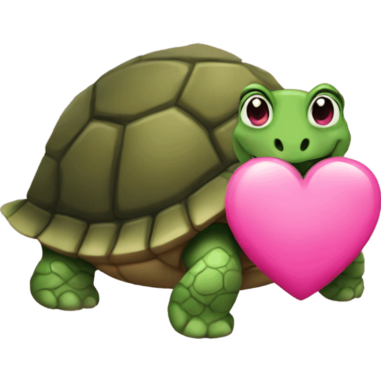 Turtle holding a pink hear emoji