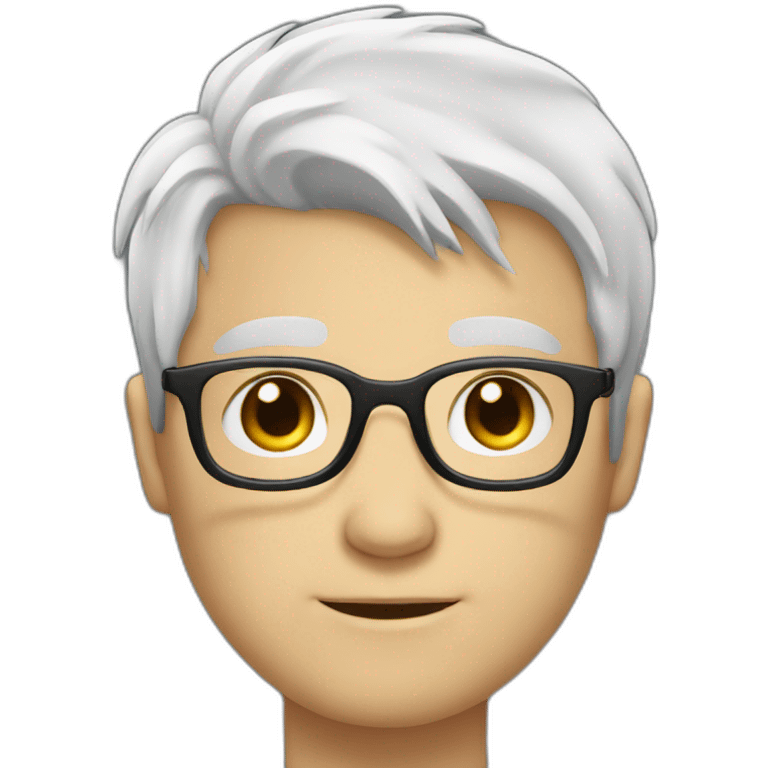 Plump low-haired white-haired boy with round glasses emoji