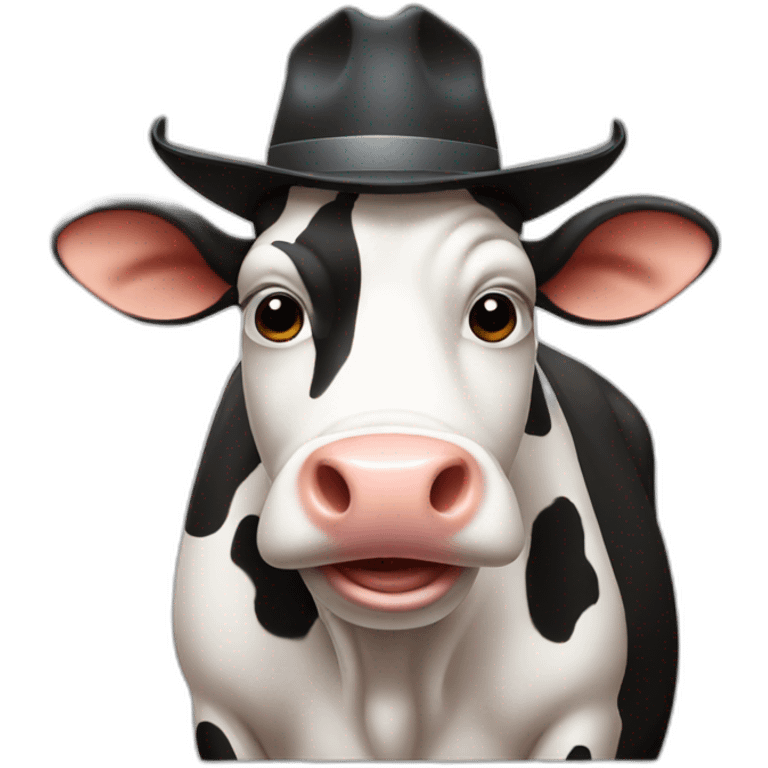 An ugly cow with a hat emoji