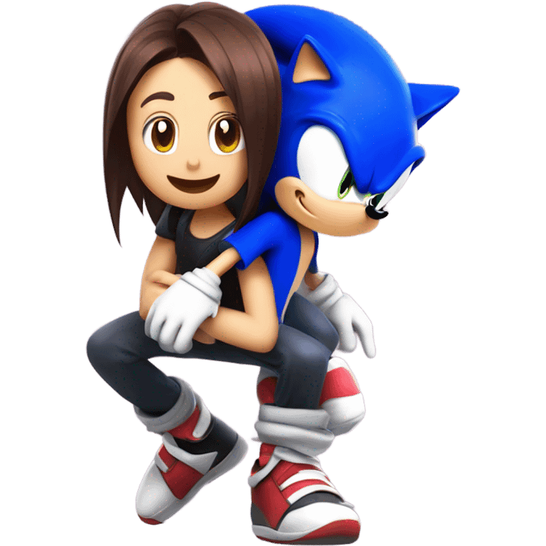 sonic the hedgehog giving kairi from kingdom hearts a piggy back ride emoji