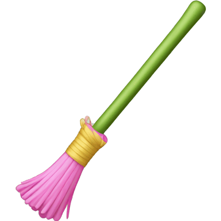 Pink wand over green broom emoji