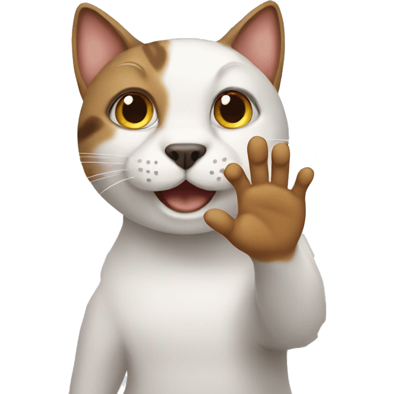 Cat waving at dog emoji