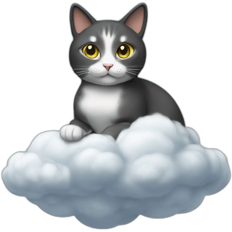 cat secretary sitting on top of the cloud emoji