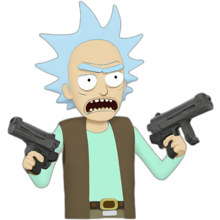 Rick and Morty with guns emoji