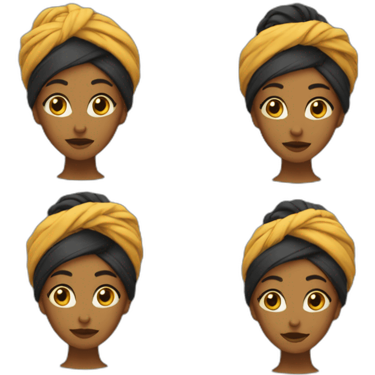 Femme cheveux noirs avec turban emoji