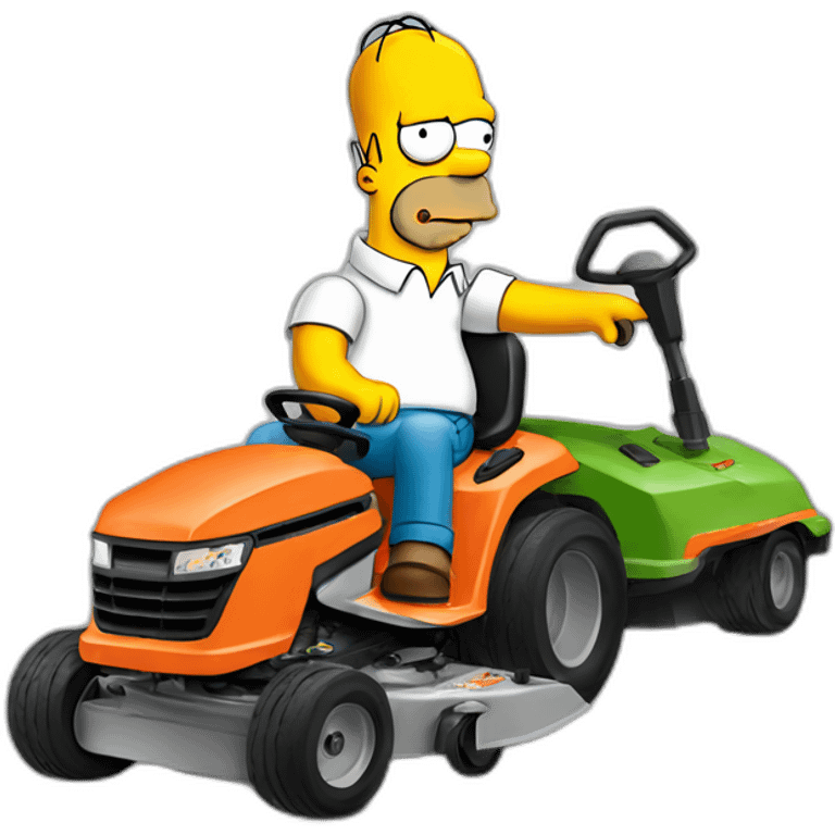 Homer Simpson riding a lawnmower emoji