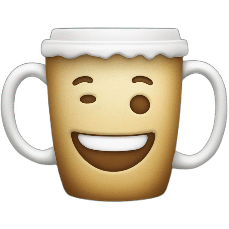 Frothy coffee mug with a smiling face emoji