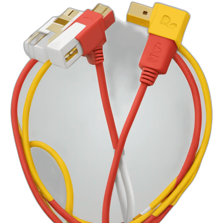 red, yellow and white cables (RCA cables/Composite video cables) emoji