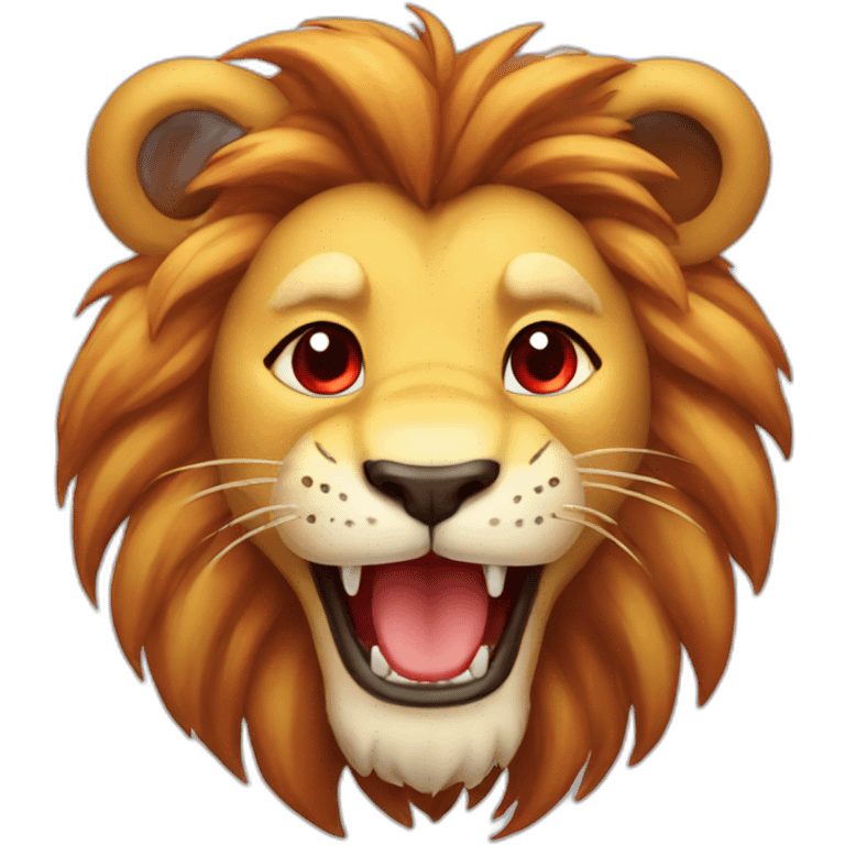 Smiling lion with Red Hearts in the eyes love emoji