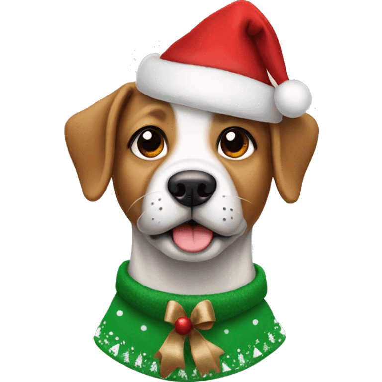 Dog wearing Christmas clothes emoji