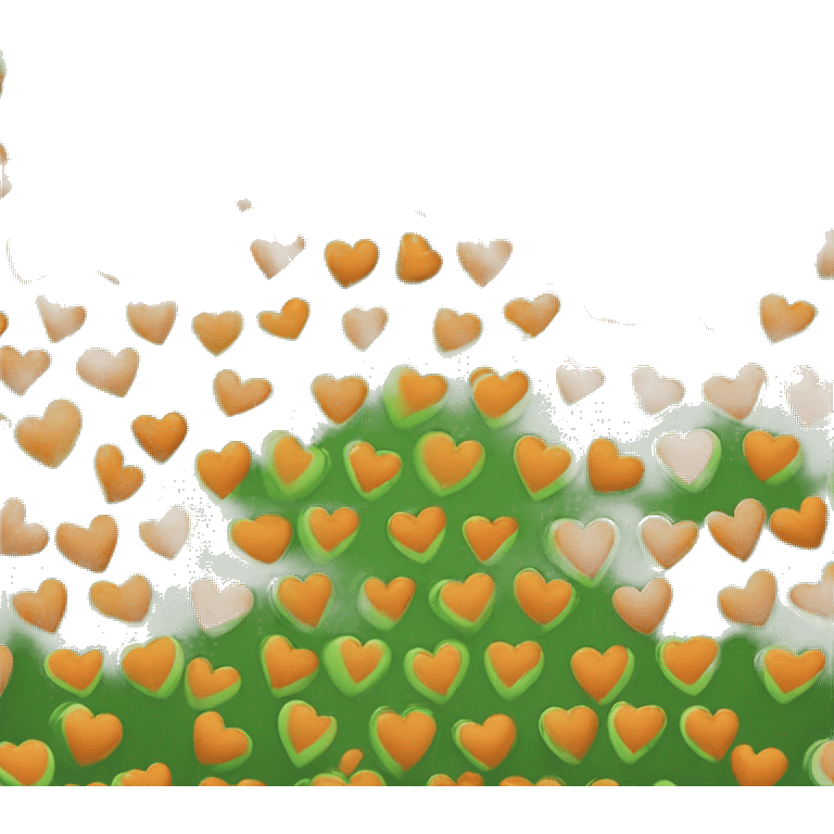 Half Green half Orange heart emoji