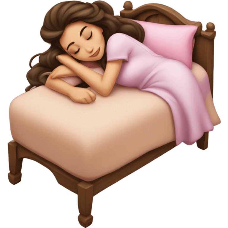 Sleeping brunette beauty princess Disney, bed emoji