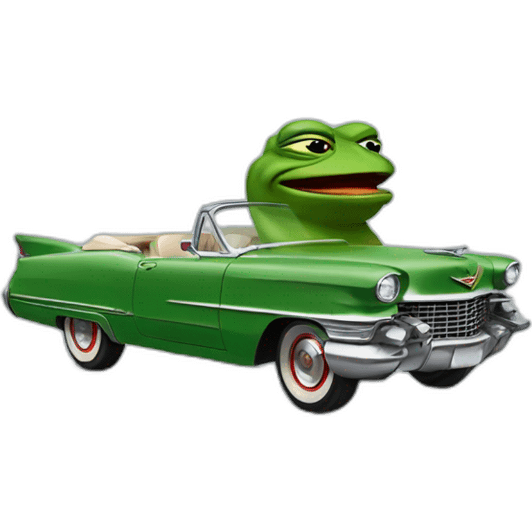 Rare Pepe driving a Cadillac  emoji