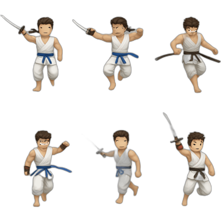 ryu,ninja,barefoot,blue-sleeveless-outfit,brown-hair,running-to-the-right,slashing-sword emoji