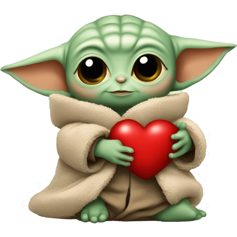 Baby Yoda holds a big plush red heart emoji