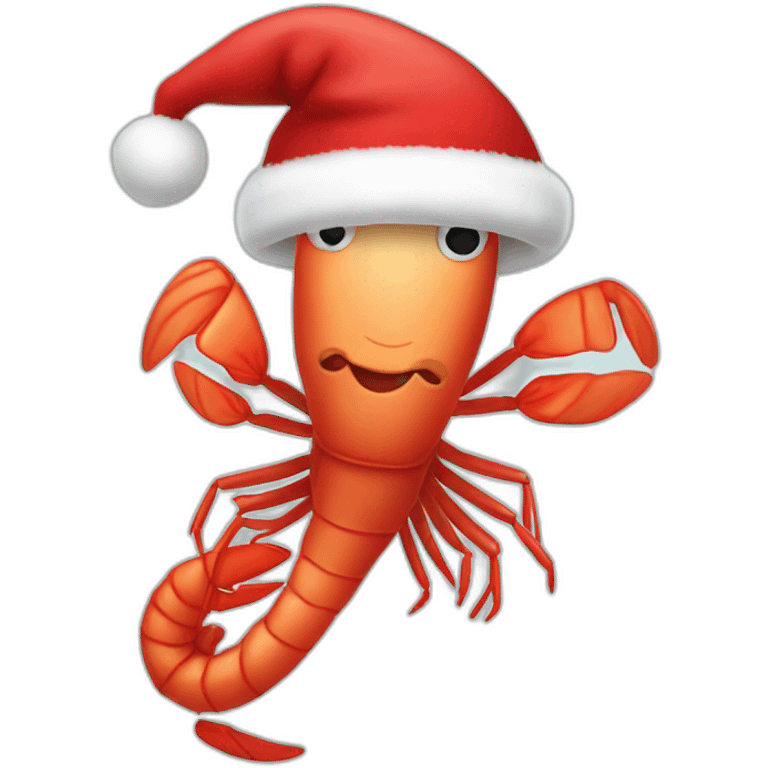 Funny shrimp dressed like santa claus emoji