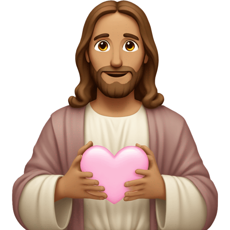 Jesus making light pink heart with hands emoji