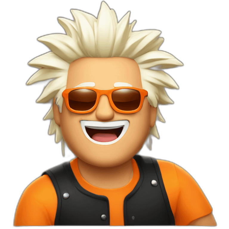 Guy Fieri wearing glasses with orange lenses, chewing a cigar and clapping and cheering, but zoomed in on his face emoji