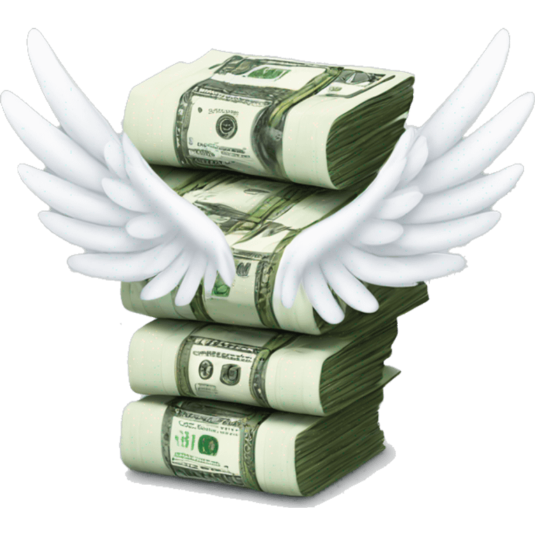 a stack of money with white wings emoji