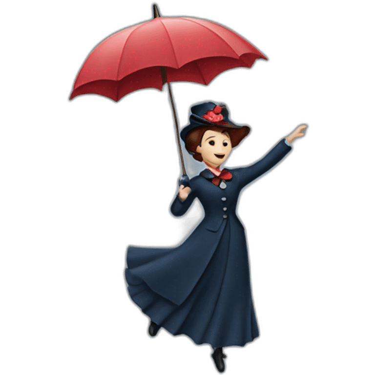 Mary poppins flying with her umbrella emoji