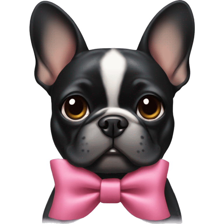 Black Frenchie with bow emoji