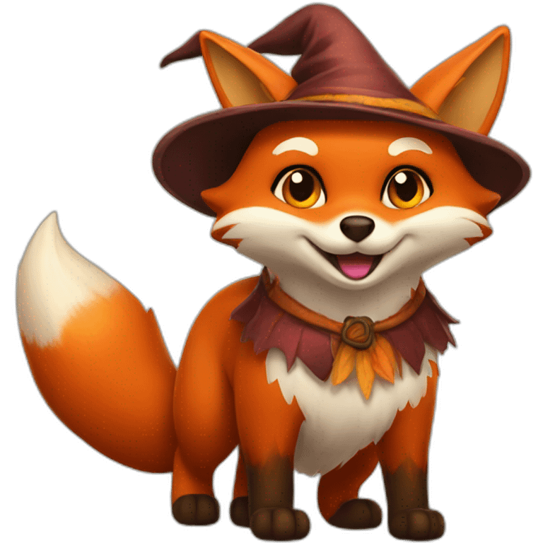 fox with autumn witch hat emoji