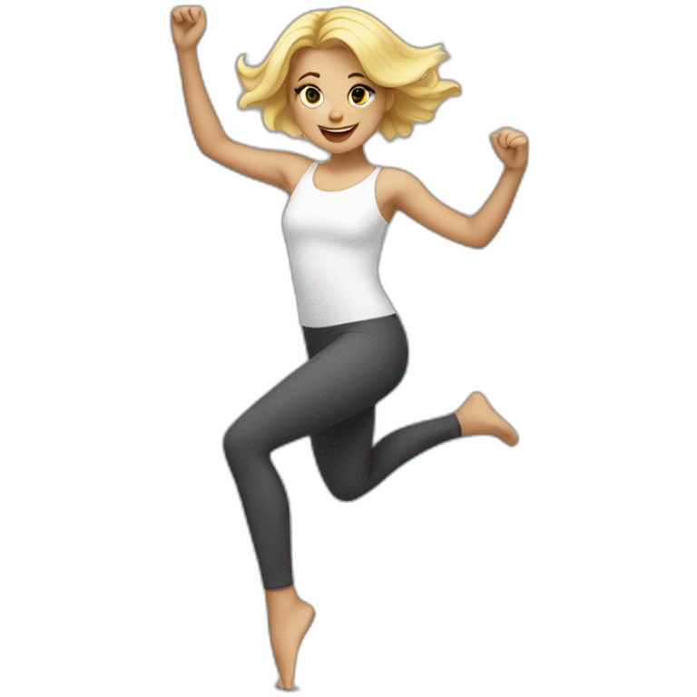 Blond girl dancing in leggings emoji