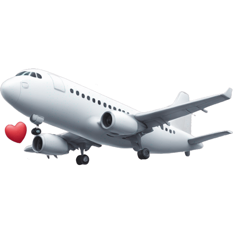 plane taking off with little hearts emoji