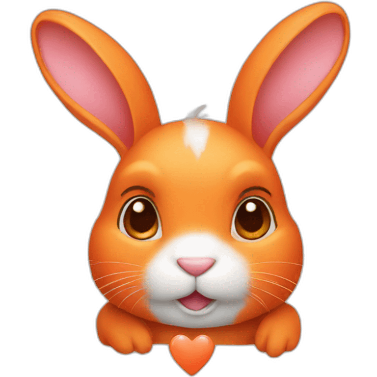 Rabbit orange with heart  emoji