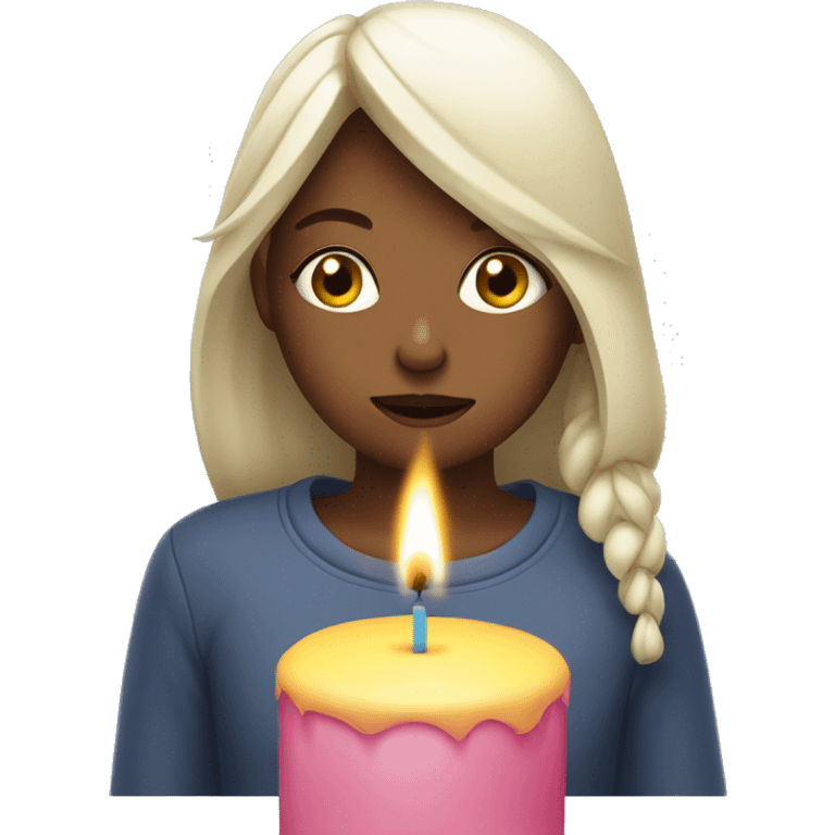 girl blowing out a candle with eyes closed  emoji