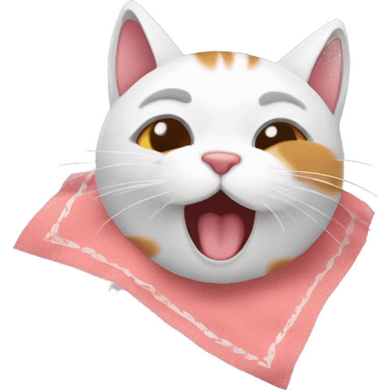 cat sneezes into a handkerchief emoji