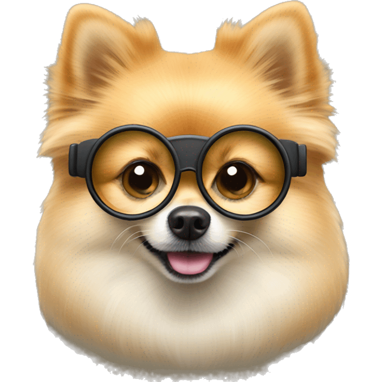 pomeranian with binocular emoji