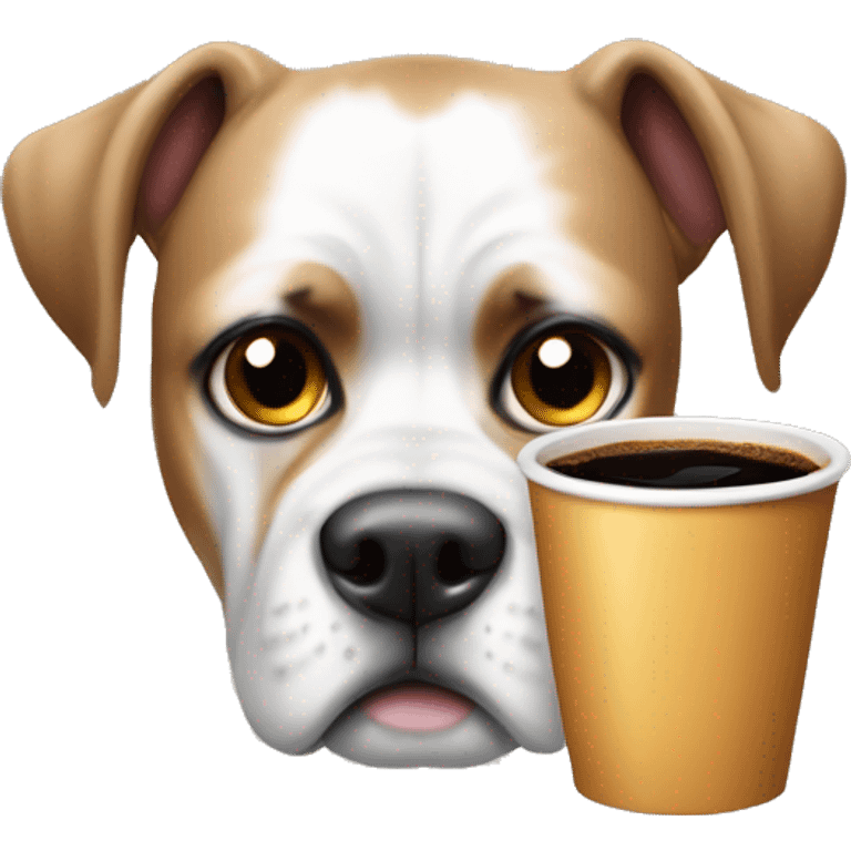 Perro boxer blanco con solo una mancha café en el ojo izquierdo  emoji