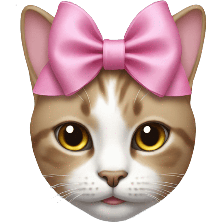 Cat with a pink bow on her head. emoji