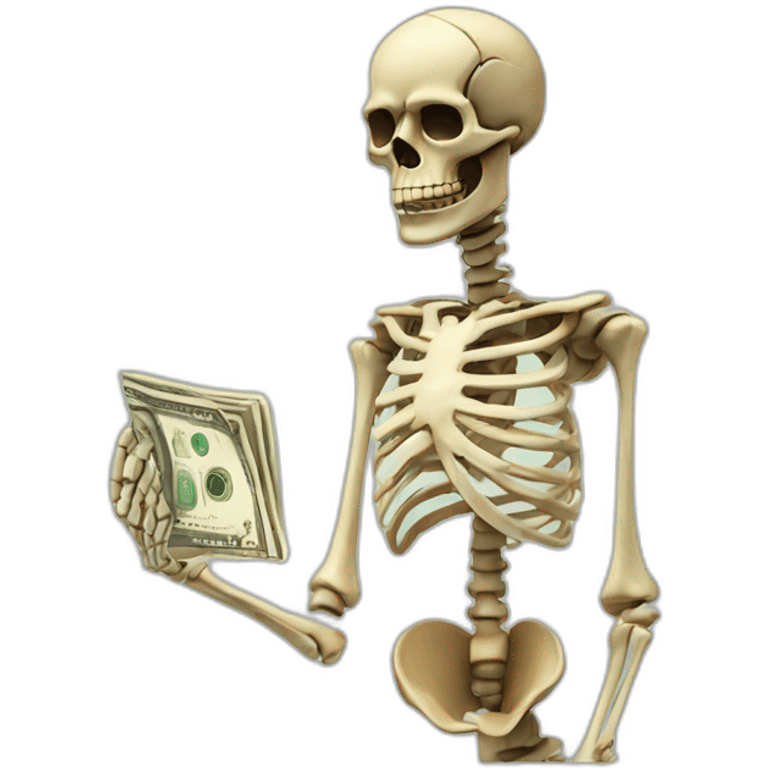 The skeleton gives money emoji