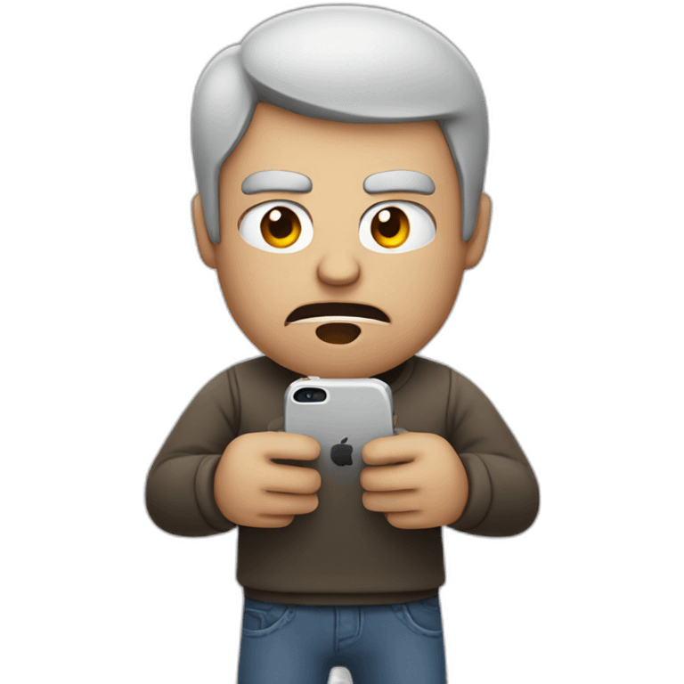 angry man holding an iphone emoji