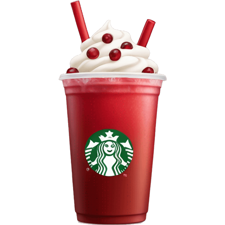 Red Starbucks drink with cranberries and ice emoji