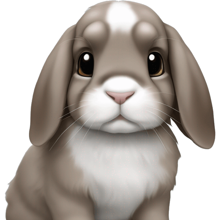 Brown and grey holland lop mini lop emoji