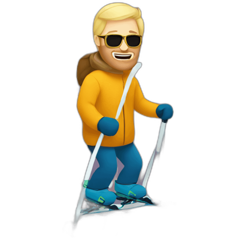 A 50 years old man with blond hair and a blond Beard is Skiing emoji