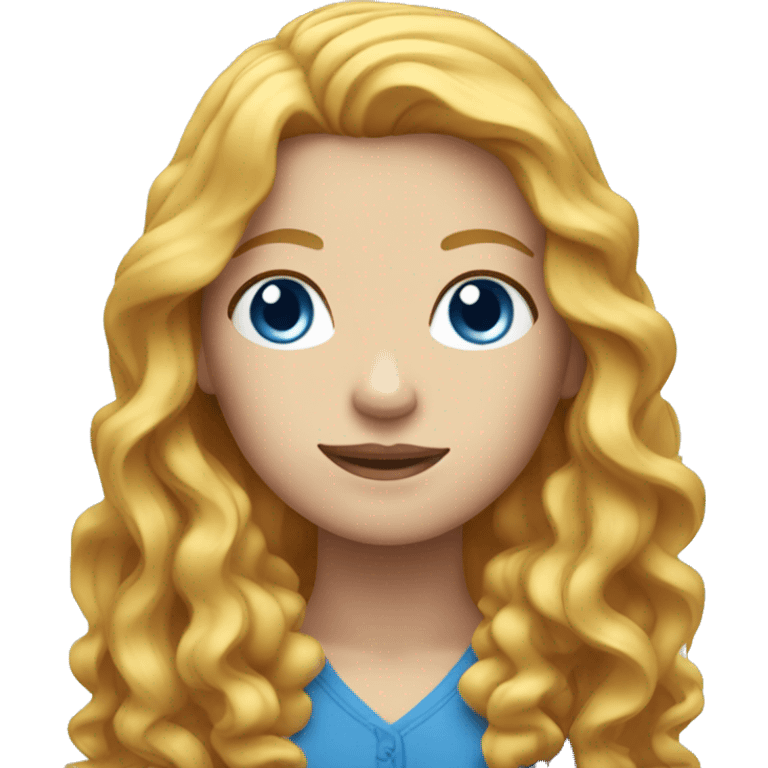 White ginger female with long wavy hair and blue eyes emoji