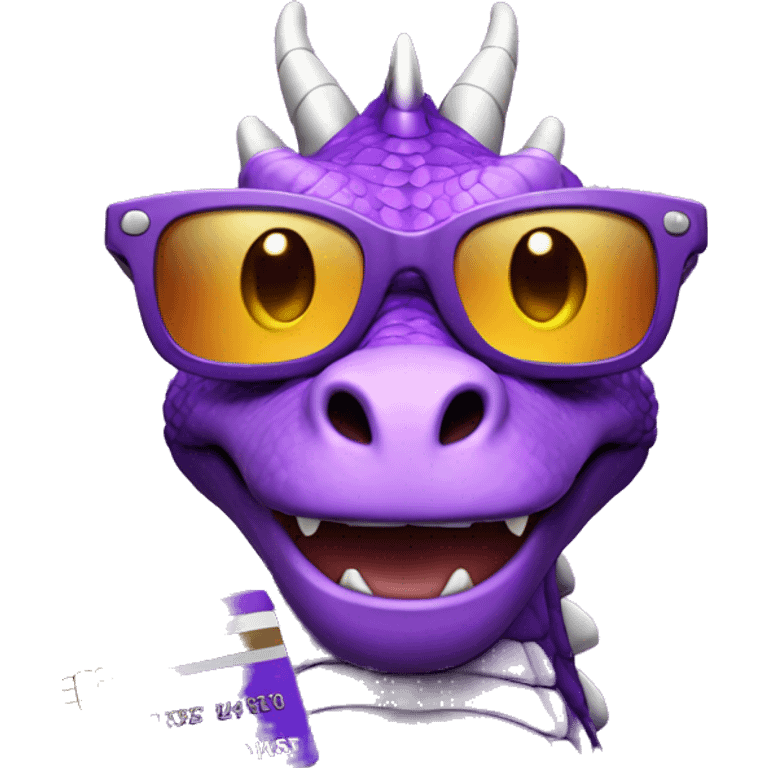 purple dragon with sunglasses and stars and credit card  emoji