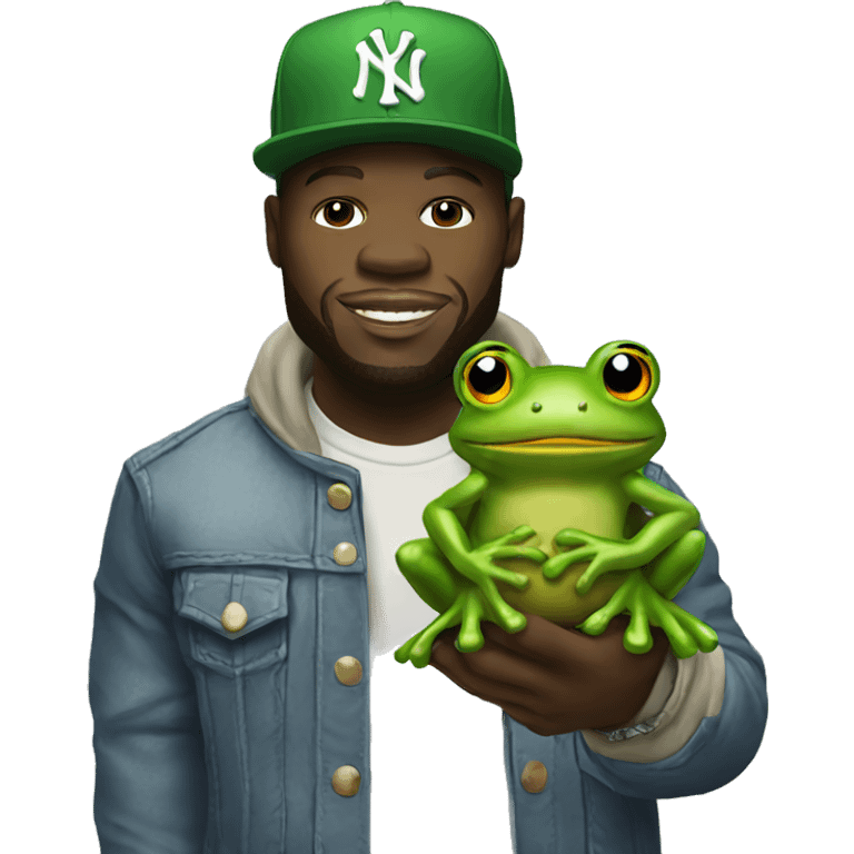 50 cent holding a frog emoji