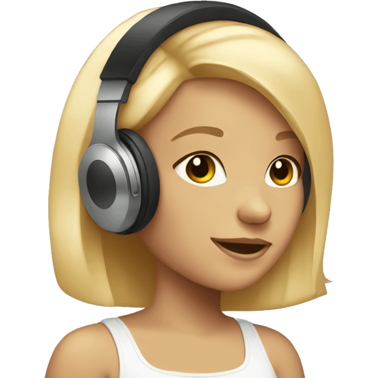 Girl with blonde hair and wireless headphones  emoji