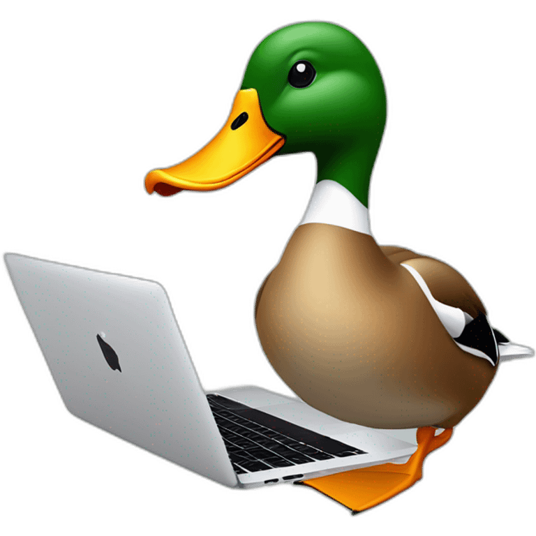 a mallard duck using a macbook pro  emoji