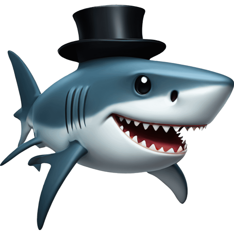 Shark with a top hat emoji