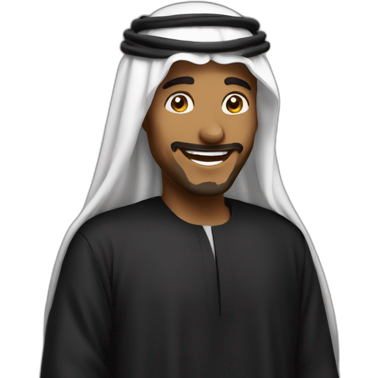 Saudi sheikh wearing black thobe laughing emoji